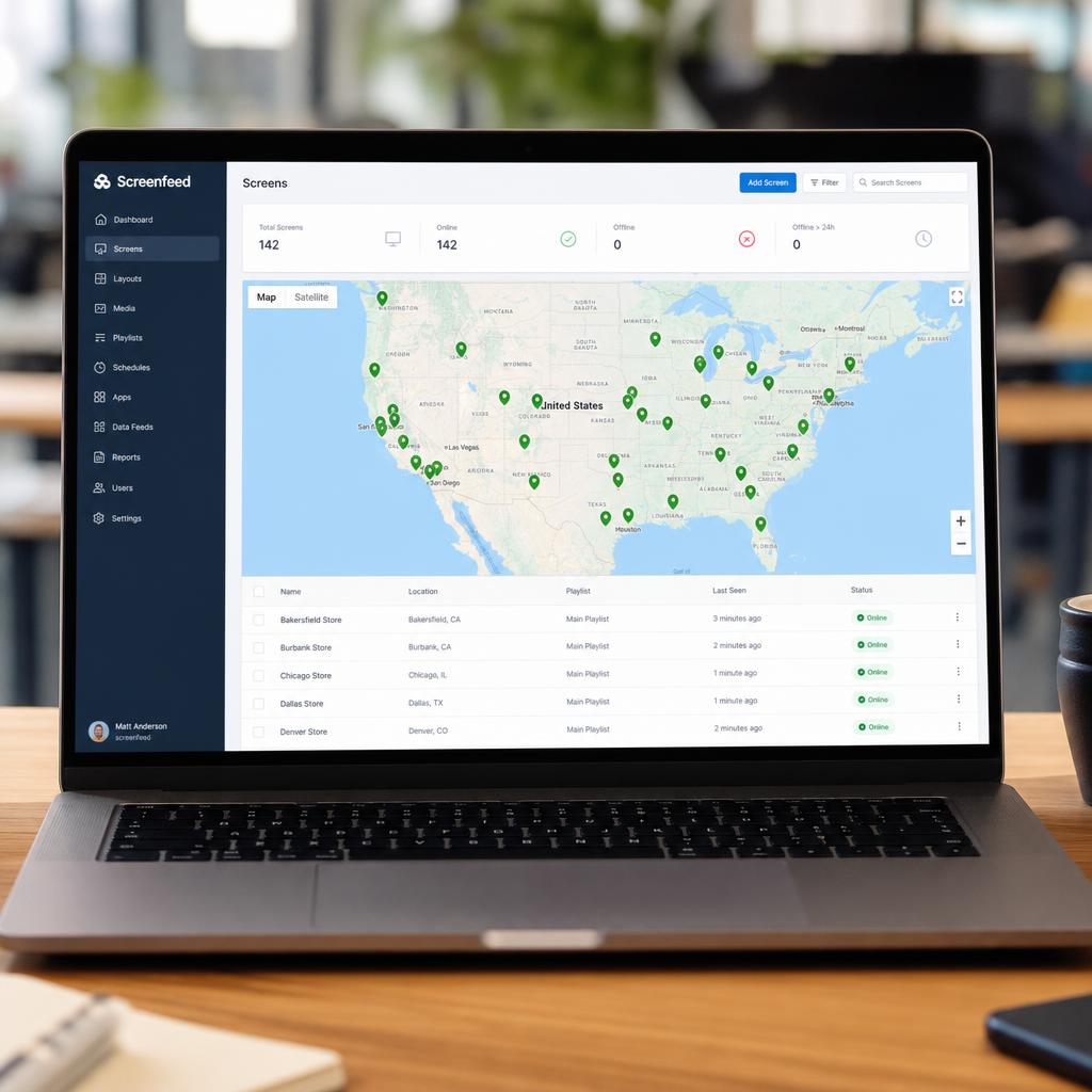 Digital signage visualization of how do i manage content across multiple locations?