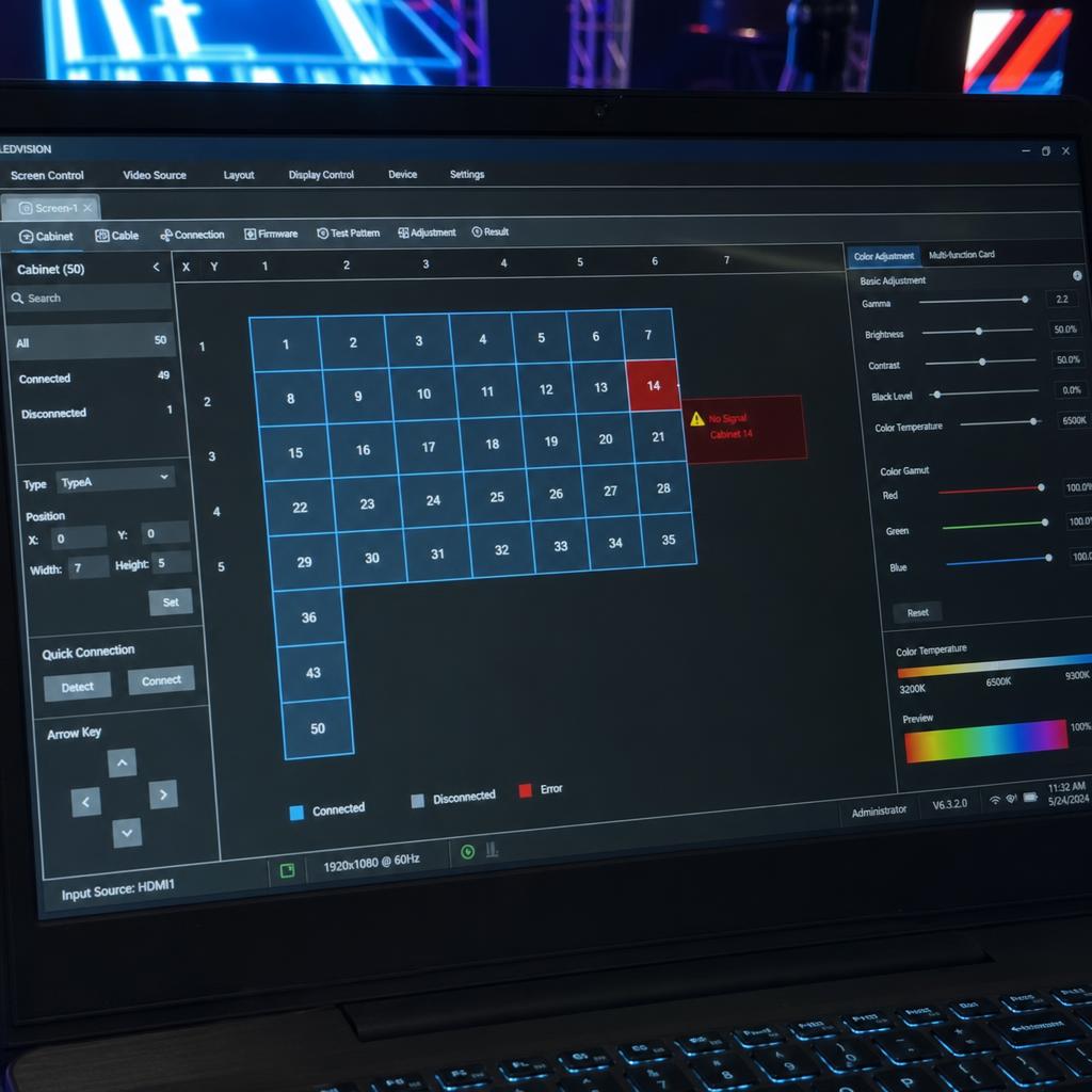 LED processor configuration software mapping wall cabinets