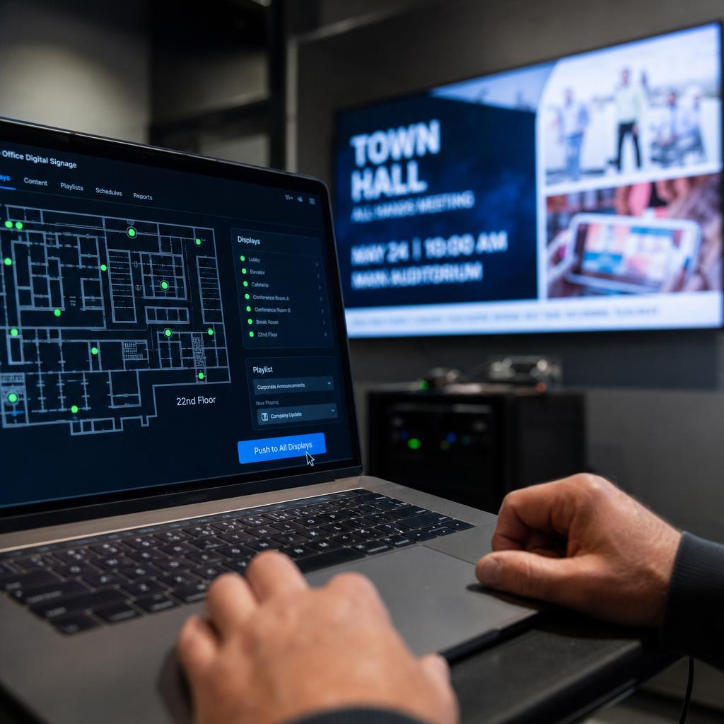 Digital signage visualization of what is real-time screen control?