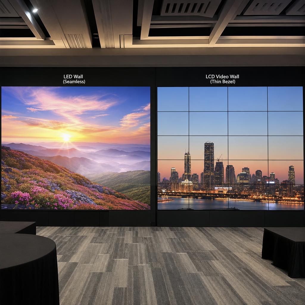 Digital signage visualization of what is the difference between led and lcd video walls?