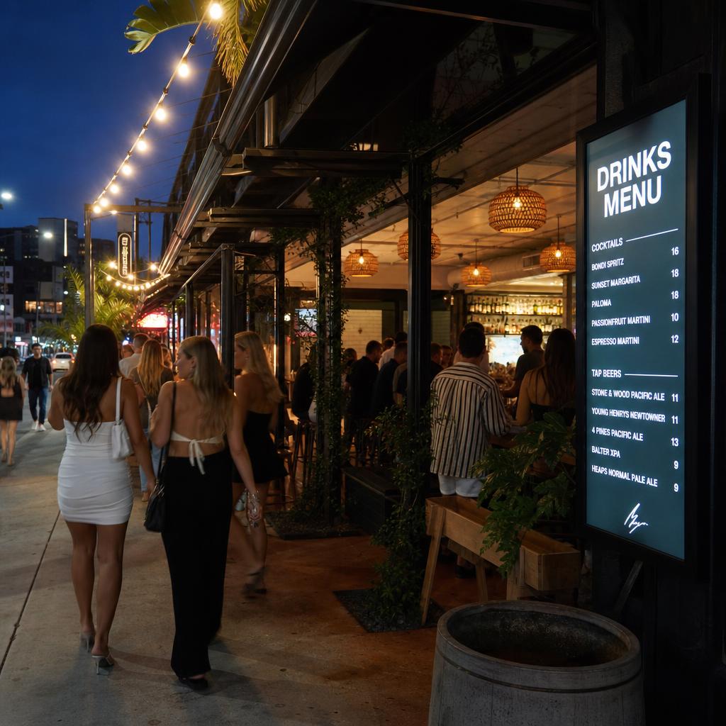 Digital Signage for Brisbane Hospitality & QSR: A Buyer's Guide — digital signage in action