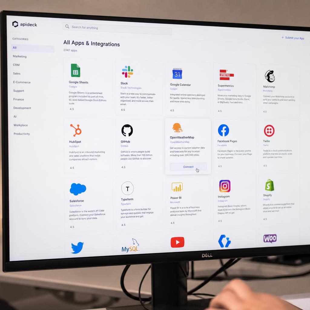 Digital signage displaying connected business data and app integrations