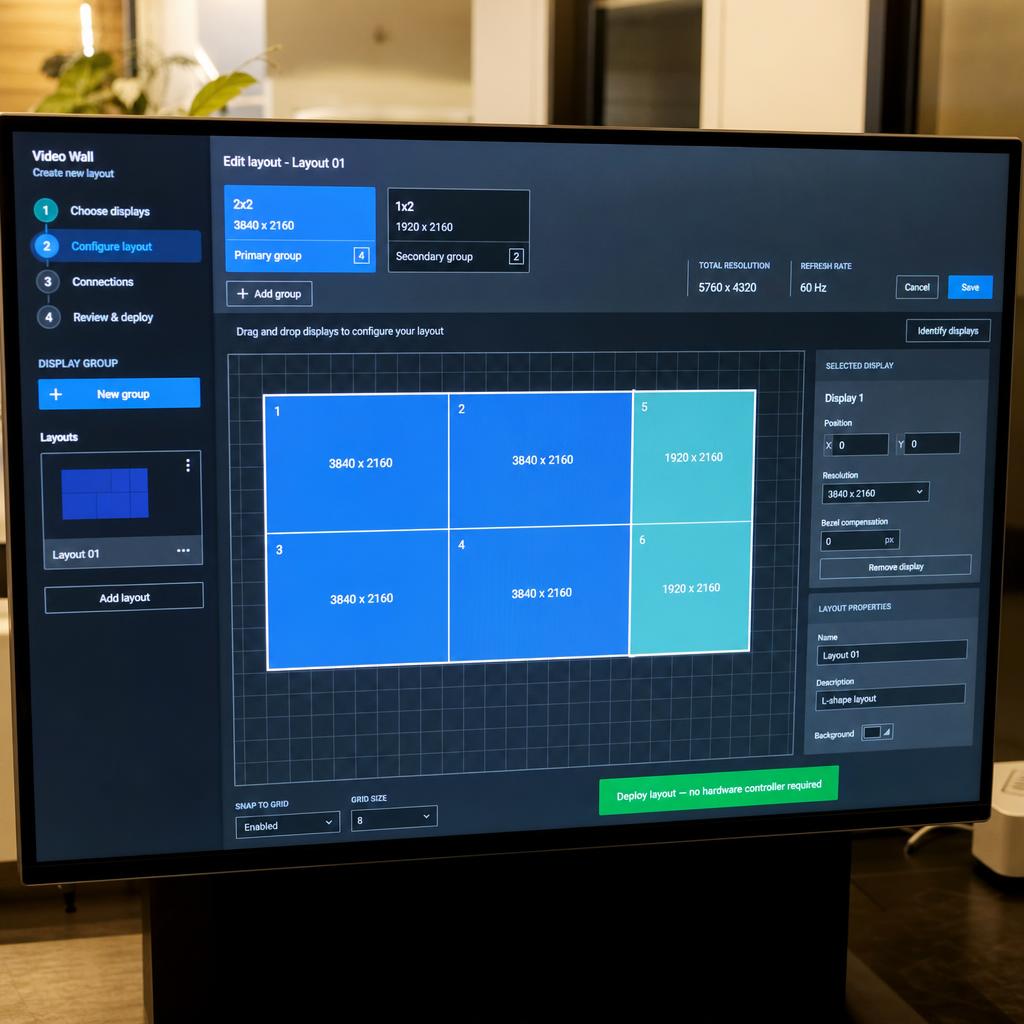 Large LED video wall delivering a seamless visual experience across multiple panels