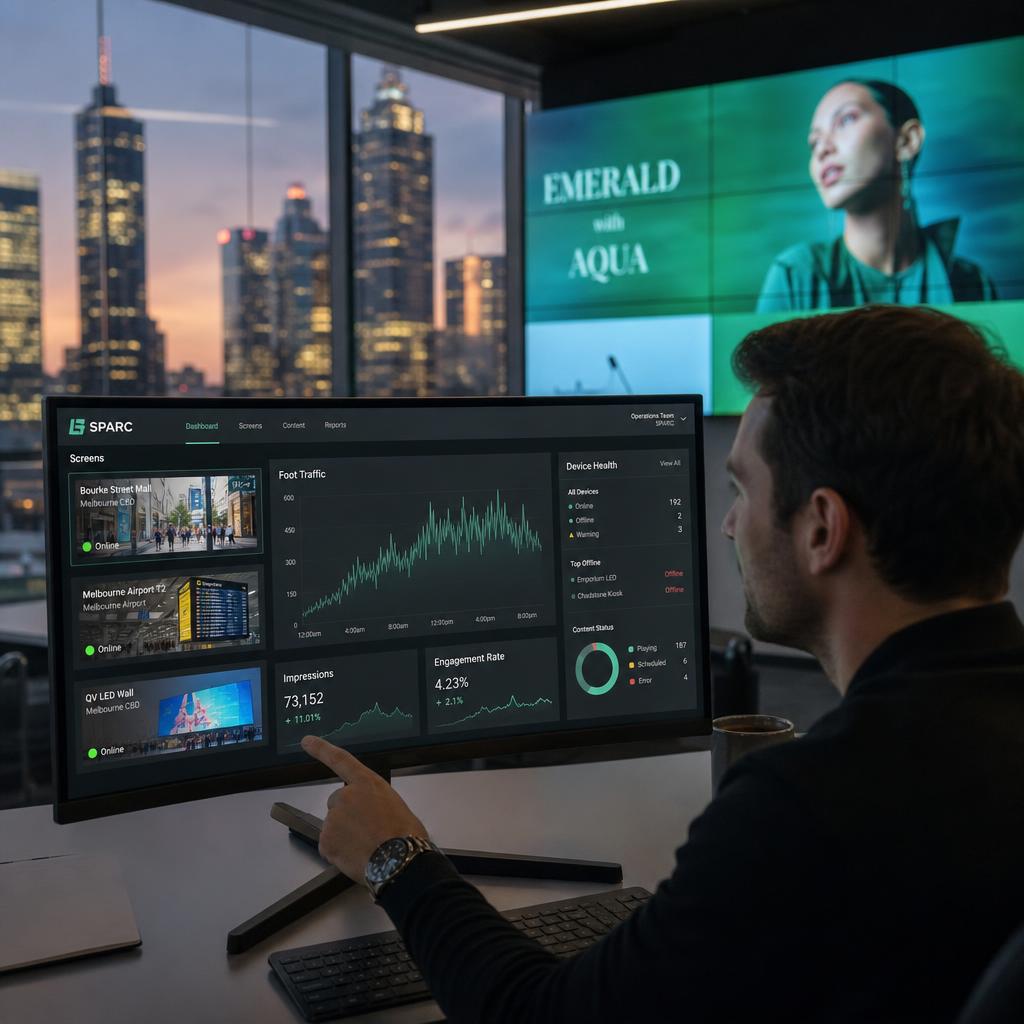 SPARC digital signage platform coordinating a connected commercial environment