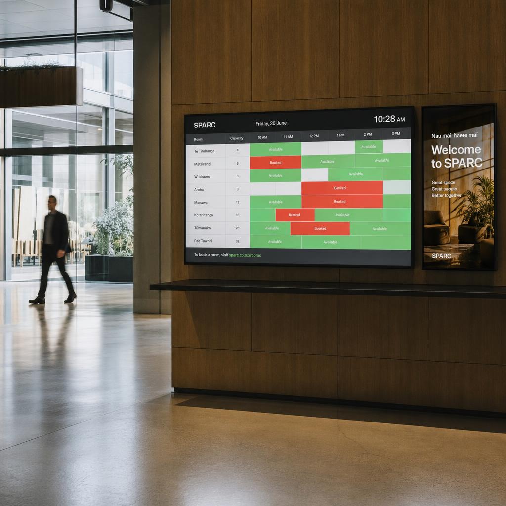 Connected screens delivering adaptive content in a customer environment