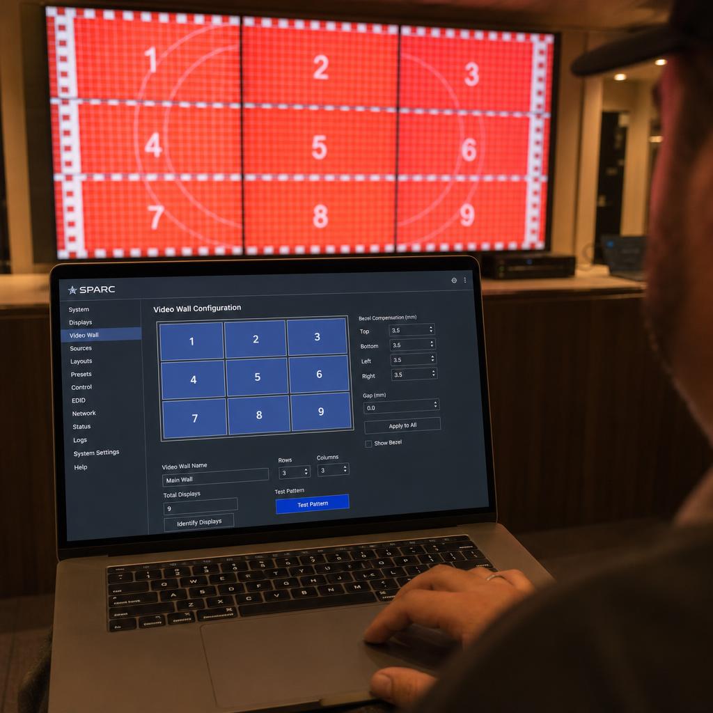 Reference display for how to set up a video wall