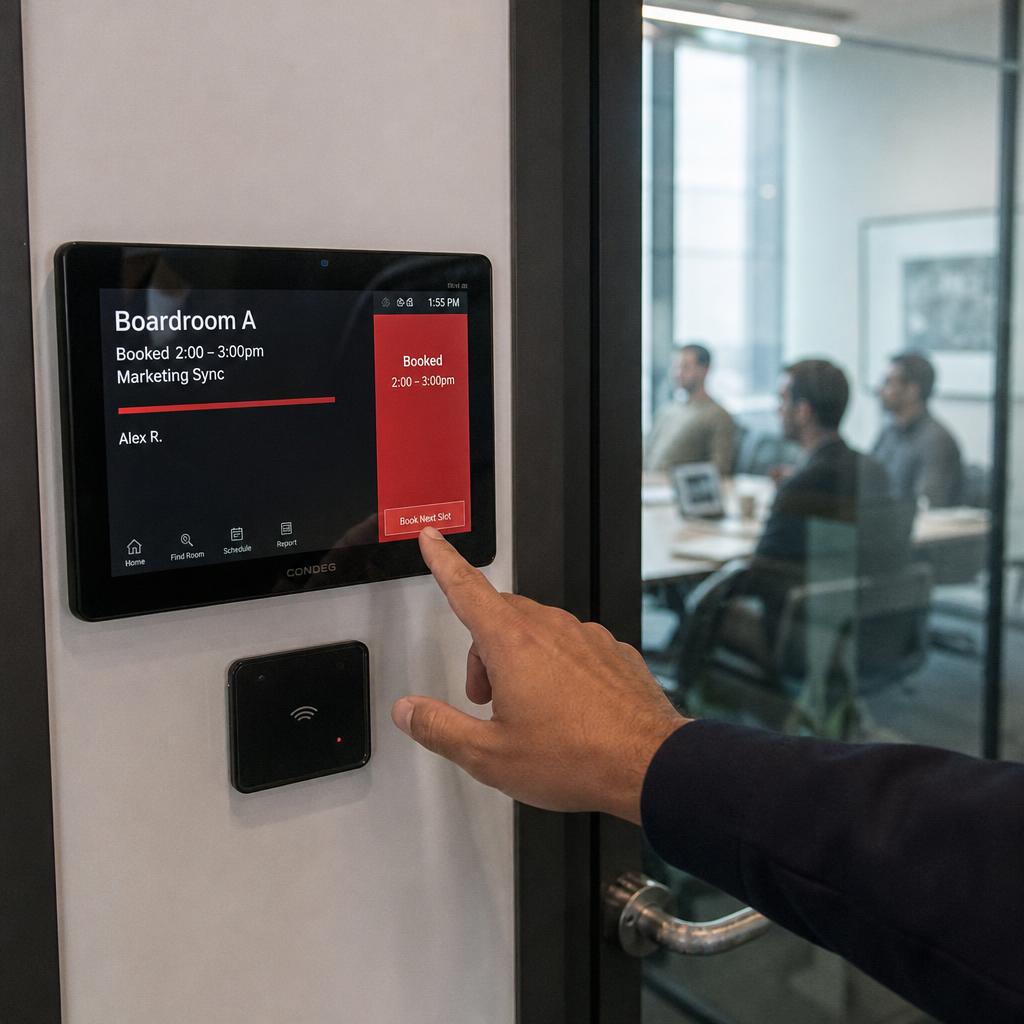 Corporate workplace digital signage communicating with employees