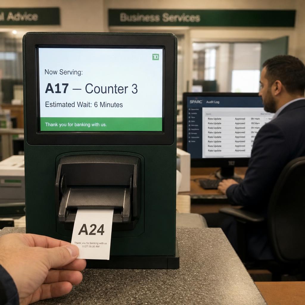 Financial services digital signage delivering branch information