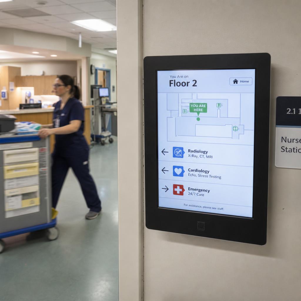 Healthcare facility display supporting patient communication